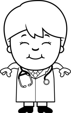Çizgi film çocuk doktor gülümseyen