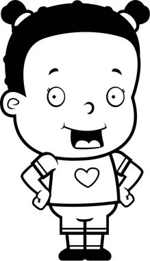 çizgi film kız gülümseyerek