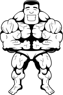 Çizgi film vücut geliştirmeci esneme