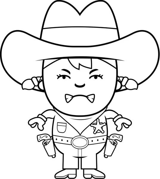 Angry Little Cowgirl — Stock Vector