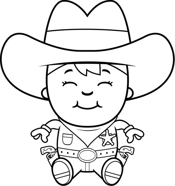 Pequeño vaquero sentado — Vector de stock