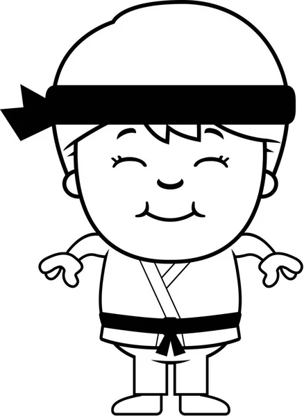 Sorridente cartone animato Karate Kid — Vettoriale Stock