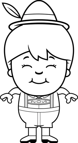 Caricatura sonriente Lederhosen Boy — Vector de stock