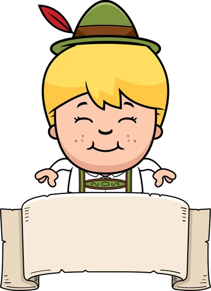 Caricatura Lederhosen Boy Banner — Vector de stock