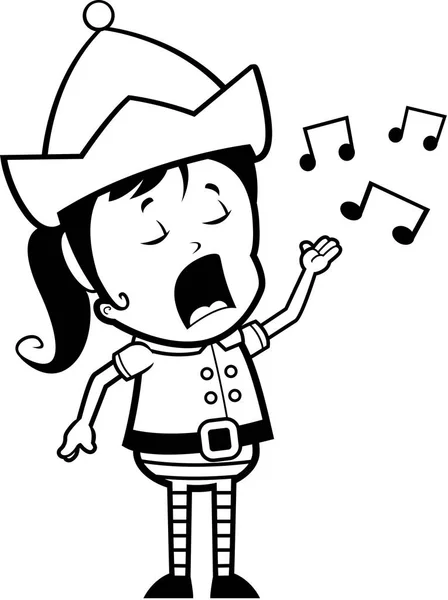 Elfo de dibujos animados cantando — Vector de stock