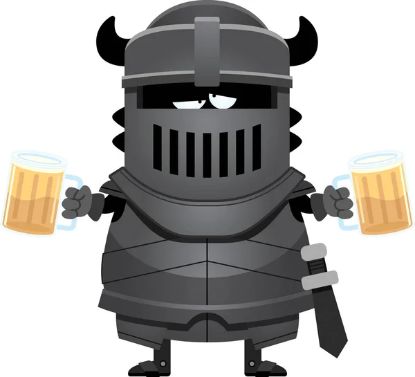 Drunk Cartoon Black Knight — Stock Vector