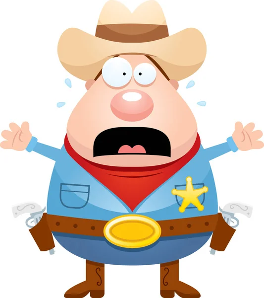 Scared Cartoon Sheriff — Stock Vector