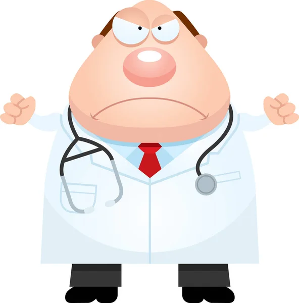 Сердитий мультфільм лікар — стоковий вектор