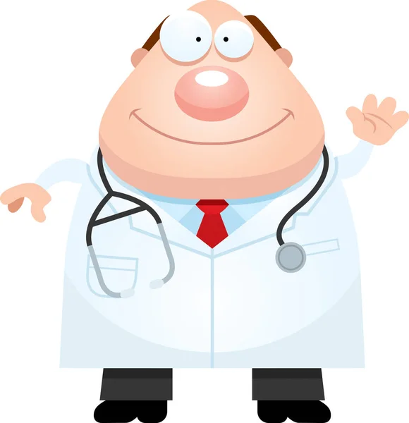 Médico de dibujos animados saludando — Vector de stock