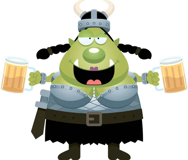 Drunk Cartoon Orc — Stock Vector