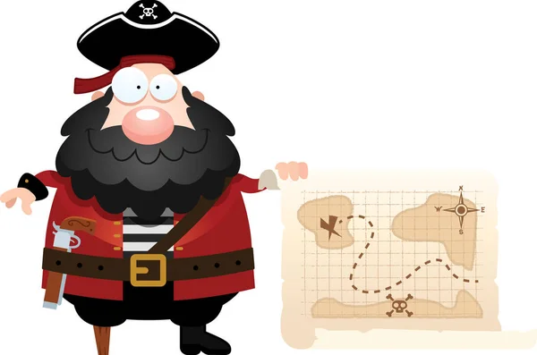 Γελοιογραφία χάρτη θησαυρού πειρατών — Διανυσματικό Αρχείο