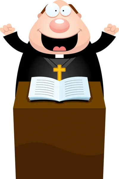 Cartoon Priest Sermon — Stock Vector