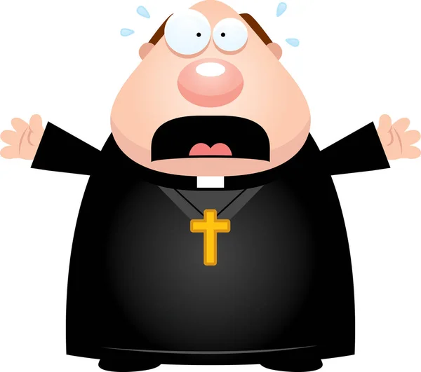 Scared Cartoon Priest — Stock Vector