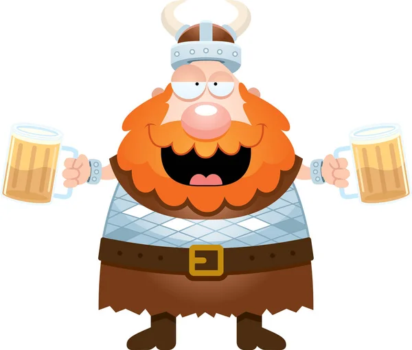 Cartoon Viking Beber Cerveja —  Vetores de Stock