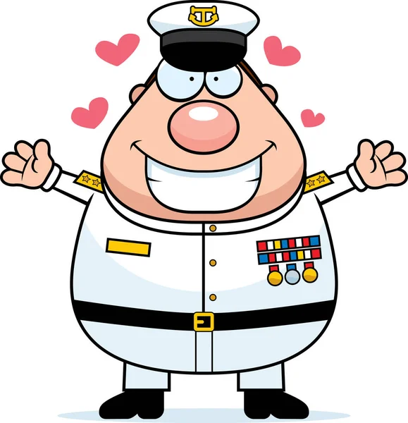 Cartoon Navy Ammiraglio Abbraccio — Vettoriale Stock
