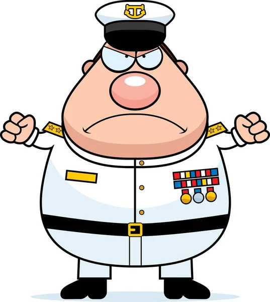 Arrabbiato Cartoon Navy Ammiraglio — Vettoriale Stock