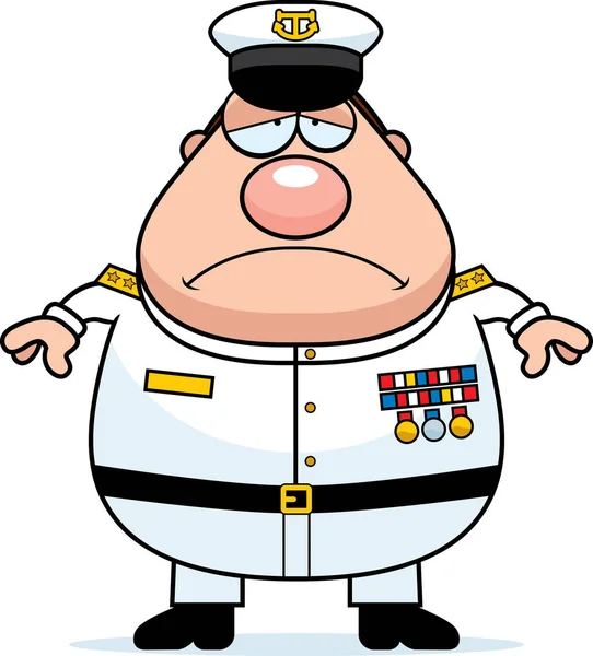 Triste ammiraglio della marina dei cartoni animati — Vettoriale Stock