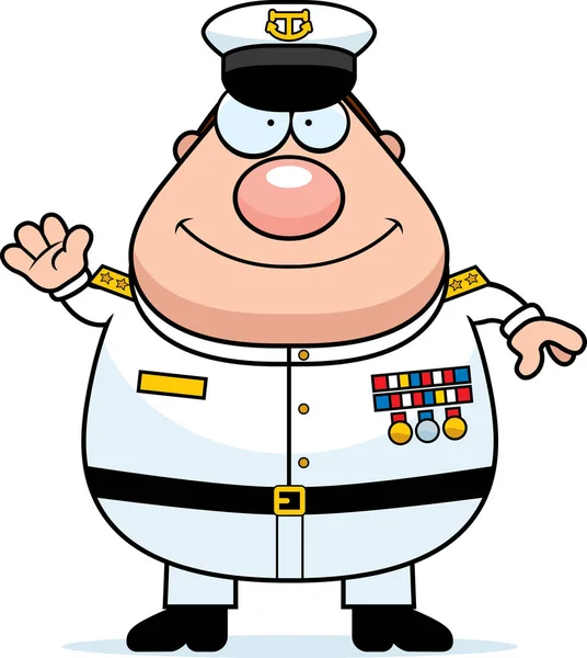 Cartoon Navy Ammiraglio Ondeggiante — Vettoriale Stock