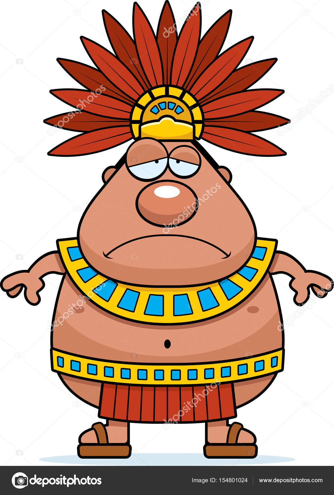 Triste Roi Aztèque De Dessin Animé Image Vectorielle