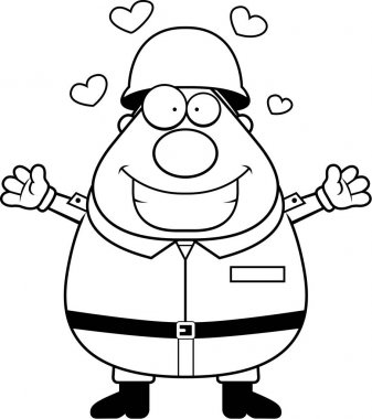 Çizgi film asker kucaklama