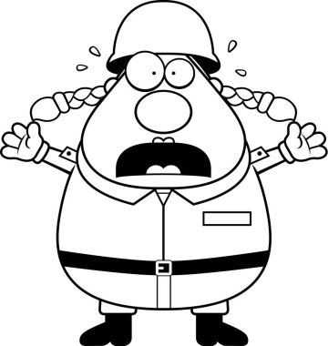 Korkmuş kadın asker