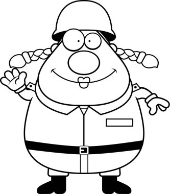 Kadın asker sallayarak