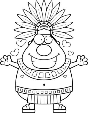 Çizgi film Aztek kralı kucaklama