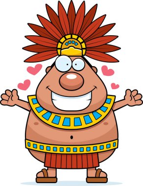 Çizgi film Aztek kralı kucaklama