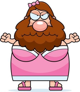 Kızgın çizgi film sakallı kadın