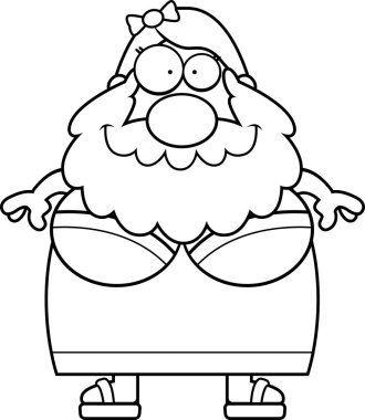 Mutlu karikatür sakallı kadın