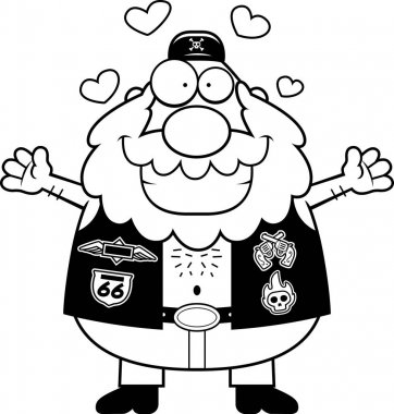 Çizgi film motorcu kucaklama