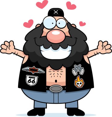 Çizgi film motorcu kucaklama