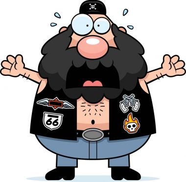 Korkmuş karikatür motorcu