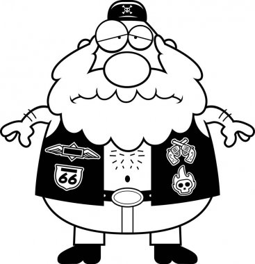 Üzgün çizgi film motorcu