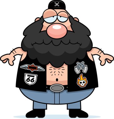 Üzgün çizgi film motorcu