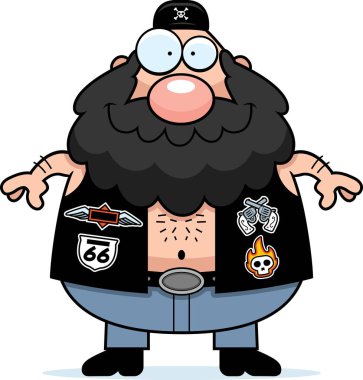 Mutlu karikatür motorcu