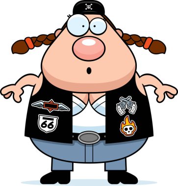 Sürpriz karikatür motorcu kadın