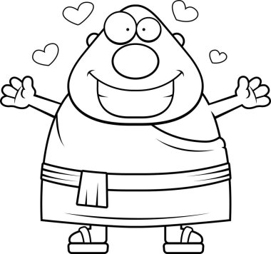 Çizgi film Budist keşiş kucaklama