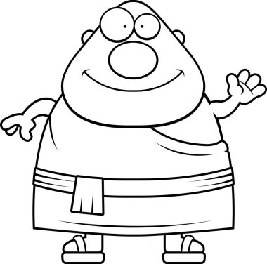 Çizgi film Budist rahip sallayarak