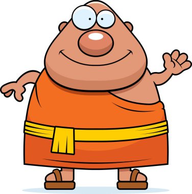 Çizgi film Budist rahip sallayarak