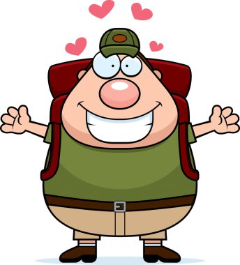 Çizgi film uzun yürüyüşe çıkan kimse kucaklama