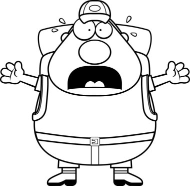 Korkmuş karikatür uzun yürüyüşe çıkan kimse