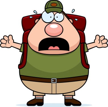 Korkmuş karikatür uzun yürüyüşe çıkan kimse