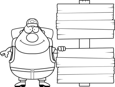 Çizgi film uzun yürüyüşe çıkan kimse işareti