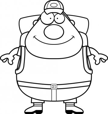 Mutlu karikatür uzun yürüyüşe çıkan kimse