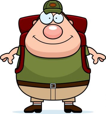 Mutlu karikatür uzun yürüyüşe çıkan kimse