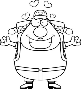 Çizgi film uzun yürüyüşe çıkan kimse kucaklama