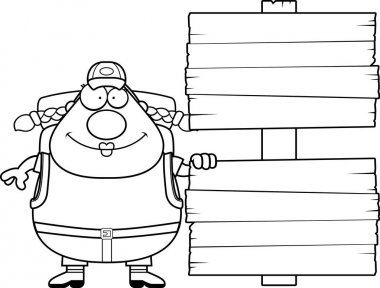 Çizgi film uzun yürüyüşe çıkan kimse işareti