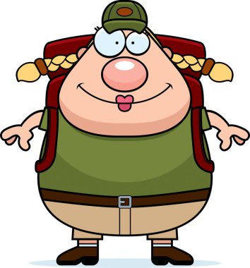 Mutlu karikatür uzun yürüyüşe çıkan kimse