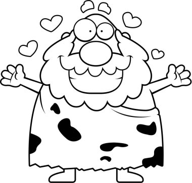 Çizgi film mağara adamı kucaklama